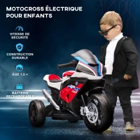HOMCOM Moto électrique pour enfants 3 roues 6 V 2,5 Km/h musique interface USB  82,5 x 42 x 54 cm rouge(m-4)