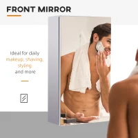 HOMCOM Stainless Steel Wall-mounted Bathroom Mirror Storage Cabinet 300mm (W)(m-4)
