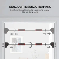 SPORTNOW Sbarra per Trazioni a Larghezza Regolabile con Impugnature Antiscivolo, 75-92x10x7 cm, Rosso e Nero(m-4)