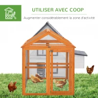 PawHut Enclos poulailler en bois cage à poules parc grillagé 140 x 88,5 x 106 cm orange(m-6)