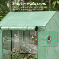 Outsunny Serre de jardin avec 2 espaces et 2 portes enroulables - 0,8 m² Serre à tomates dim. 1L x 0,8l x 1,5H m, Acier et PE(m-6)