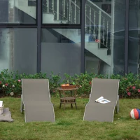 Outsunny Set 2 Sdraio da Giardino Pieghevoli, Lettino Prendisole in Alluminio e Textilene, 61x165x63cm(m-2)