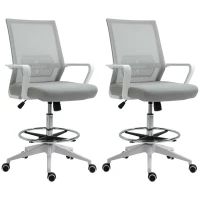 Vinsetto Lot de 2 fauteuils de bureau chaise de bureau assise haute réglable dim. 64L x 60l x 106-126H cm pivotant 360° maille(m-10)
