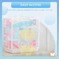 PawHut Hamster Cage for Small Rodents, with Tunnel Tube, Exercise Wheel(m-8)