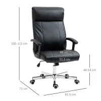 Vinsetto Massage Office Chair, PU Desk Chair with 6 Point Massage, High Back Computer Chair with Metal Legs, Thick Seat, Remote Control and Adjustable Height, Black(m-3)