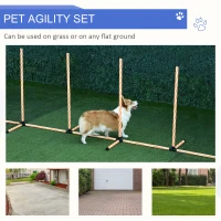 PawHut Dog Agility Equipment Pet Outdoor Training Play Run Obstacle w/ 6 Weaves Poles Whistle Carrying Bag(m-5)