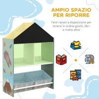 ZONEKIZ Scaffale Portagiochi per Bambini con Ripiani e Cassetti Rimovibili, Verde(m-4)