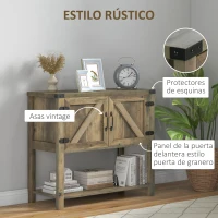 HOMCOM Mesa Consola para Recibidor Multifuncional Diseño Colonial Vintage con 2 Puertas Estante Inferior Base Elevada Estable 90x39x80,5 cm Gris(m-4)