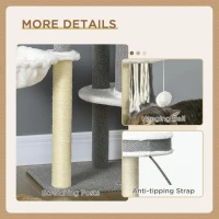 PawHut Cat Tree for Indoor Cats, Cat Tower with Scratching Posts, Multi-level Kitten Climbing Tower, 124cm(m-5)