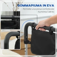 HOMCOM Maniglia per Letto con Altezza Regolabile in Acciaio con Impugnatura Morbida, Argento(m-5)