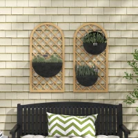 Outsunny Lot de 2 treillis en bois - panneau arc pour plantes grimpantes - dim. un panneau : 60L x 120H cm(m-7)