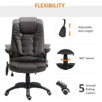 HOMCOM 6-Point Massage Office Chair with Seat Heated for Home Office, PU Leather High Back Executive Desk Chair with Adjustable Height and 360° Swivel for Work Study, Brown(m-5)