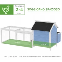 PawHut Gabbia per Galline Ovaiole con Zona Corsa e Vassoio di Nidificazione Rimovibile, Pollaio da Giardino in Legno con Tetto Impermeabile, 180x91x79 cm(m-4)