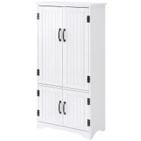 HOMCOM Buffet de cuisine armoire de cuisine contemporaine multi-rangements 2 placards 3 étagères MDF panneaux particules blanc(m-1)