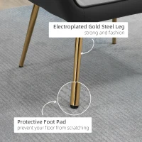 HOMCOM Velvet Armchairs, Upholstered Accent Chairs with Golden Steel Legs, Modern Vanity Chairs for Living Room and Bedroom, Light Grey(m-6)