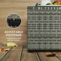 Outsunny 62 x 62cm Glass-Top Rattan Side Table - Light Grey(m-7)