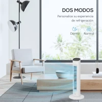 HOMCOM Ventilador de Torre 50W con Control Remoto 3 Velocidades Temporizador 15h Oscilación Pantalla LED 30x30x78 cm Blanco(m-5)
