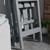 Outsunny Portapiante Verticale 3 Livelli a Doghe, in Legno di Abete, 100x36x112 cm, Grigio(m-8)