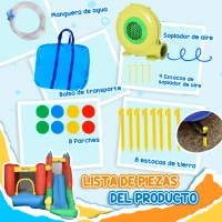 Outsunny Castillo Inflable para Niños +3 Años con Tobogán Trampolín Piscina y Bolsa de Transporte 330x245x215 cm Multicolor(m-7)