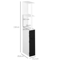 kleankin Columna de Baño con 2 Puertas y 2 Estantes Mueble Auxiliar de Baño Moderno 15,2x29,8x118 cm Blanco y Negro(m-3)