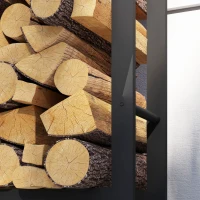 Outsunny Portalegna da Esterno e Interno con Ruote, Legnaia in Acciaio con Capacità 0.43m³, 120x32x151cm, Nero(m-8)