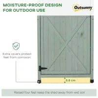 Outsunny Wooden Garden Shed, Outdoor Storage Cabinet with 2 Shelves and Hooks, Locking Organiser Outdoor Narrow Tool House, 74x55x155cm, Green(m-6)