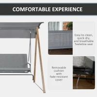 Outsunny 3 Seater Swing Chair, Garden Swing Bench with Adjustable Canopy, Cushioned Seat and Weather Resistant Steel Frame for Patio, Yard(m-6)