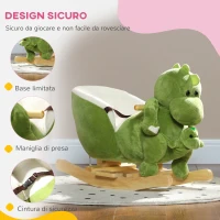 AIYAPLAY Cavallo a Dondolo per Bambini 18-36 Mesi a Dinosauro con Suoni e Rivestimento Morbido, Verde(m-6)
