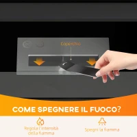 HOMCOM Camino a Bioetanolo da 0.9L con Ripiano Inferiore, in Acciaio Inox e Vetro Temperato, 86x30x82 cm, Bianco(m-5)