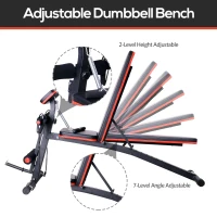 HOMCOM Adjustable Reclined Dumbbell Bench Weight Lifting Set Folding Sit Up Ab Bench Home Training Gym Multiuse Workout Exercise Fitness with 2 x 4kg Dumbbells(m-4)