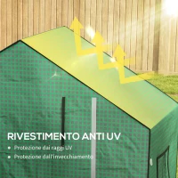 Outsunny Copertura PE per Serra da Giardino con Porta a Cerniera e Finestre, 140x73x190cm, Verde(m-5)