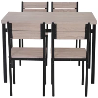 HOMCOM Table de salle à manger avec 4 chaises style industriel acier noir MDF coloris bois de chêne(m-4)
