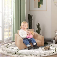 AIYAPLAY 2 in 1 Kids Armchair, Foldable Recliner for 1.5-3 Years Old, Khaki(m-2)