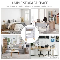 HOMCOM Bookcase, Freestanding Book Shelf with Storage Drawer, 6 Shelves and Wood Legs for Home Office Display, White and Grey, 24D x 60W x 86.8H cm(m-5)