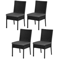 Outsunny Set of Four Armless Rattan Garden Chairs - Black(m-11)