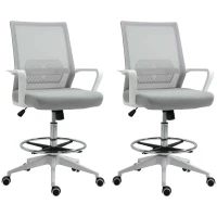 Vinsetto Lot de 2 fauteuils de bureau chaise de bureau assise haute réglable dim. 64L x 60l x 106-126H cm pivotant 360° maille(m-1)