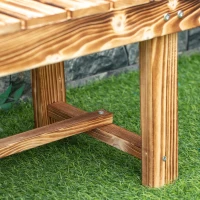 Outsunny Wooden Garden Benches, 2 Seater Outdoor Benches, Fir Wood Backless Patio Loveseat with Slatted Seat for Park, 110 x 38 x 35 cm, 3 Pieces, Carbonised(m-8)