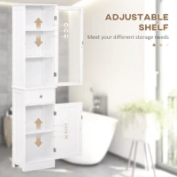 kleankin Bathroom Storage Cabinet with 3-tier Shelf Drawer Door, Floor Cabinet Free Standing Tall Slim Side Organizer Shelves, White(m-6)