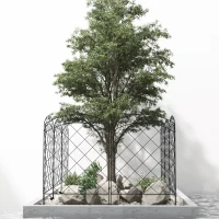 Outsunny Decorative Garden Fencing, 43in x 11.4ft Outdoor Picket Fence Panels, 8PCs Rustproof Steel Wire Landscape Flower Bed Border Edging Animal Barrier, Swirls(m-7)