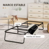 HOMCOM Cama Plegatín Plegable 70x180 cm con Colchón de Espuma Respaldo Ajustable en 5 Posiciones y Ruedas Carga 120 kg Crema(m-9)