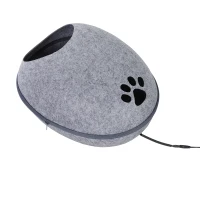 PawHut Coussin chauffant chat panier chat grand confort dim. 47L x 38l x 24H cm température max. 40°C polyester gris(m-9)