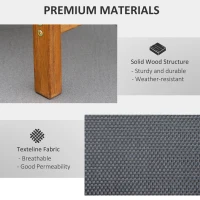 Outsunny Ergonomic Patio Lounge Chair Wooden Outdoor Chaise w/ 3 Adjustable Back and Removable Headrest Pillow for Garden Black(m-5)