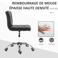 Vinsetto Chaise de bureau design contemporain pivotante 360° ergonomique hauteur réglable dossier assise capitonnés revêtement synthétique 52,5 x 54 x 93 cm noir(m-6)
