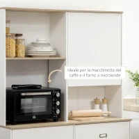 HOMCOM Dispensa Cucina in Truciolato e MDF con Ripiani Aperti, Armadietti e Cassetto, 119x41x180 cm, Bianco(m-5)