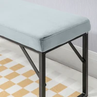 HOMCOM Banc bout de lit banquette banc en tissu velours cadre en acier 100 x 35 x 47 cm bleu clair(m-9)