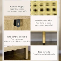 HOMCOM Aparador para Cocina Salón Buffet con 3 Cajones y Armario de 2 Puertas de Rejilla 140x45x80 cm Natural(m-6)