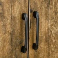 HOMCOM Farmhouse 4-Door Cabinet, Freestanding Tall Cupboard with Storage Shelves for Bedroom & Living Room, Rustic Wood Effect(m-9)