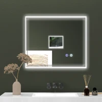 kleankin LED Bathroom Mirror with Lights, Illuminated Makeup Mirror, Vanity Mirror with 3 Colour, Smart Touch, Anti-Fog(m-10)