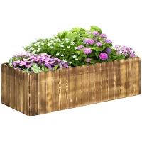 Outsunny 109L Raised Garden Bed, Wooden Rectangle Planter Box, Outdoor Herb Vegetable Flower Pot (100L x 40W x 30H cm)(m-1)