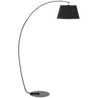 HOMCOM Lampada da Terra ad Arco con Paralume in Tessuto e Piantana Rotonda, 100x43x177cm, Nero(m-1)